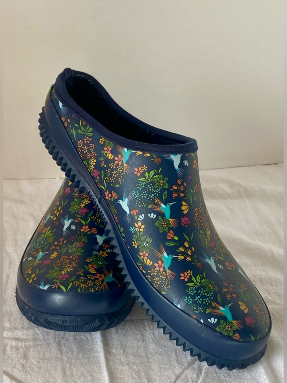 Western Chief Hummingbird Clog Navy Women’s Size 8 Rubber Upper Slip On Clog